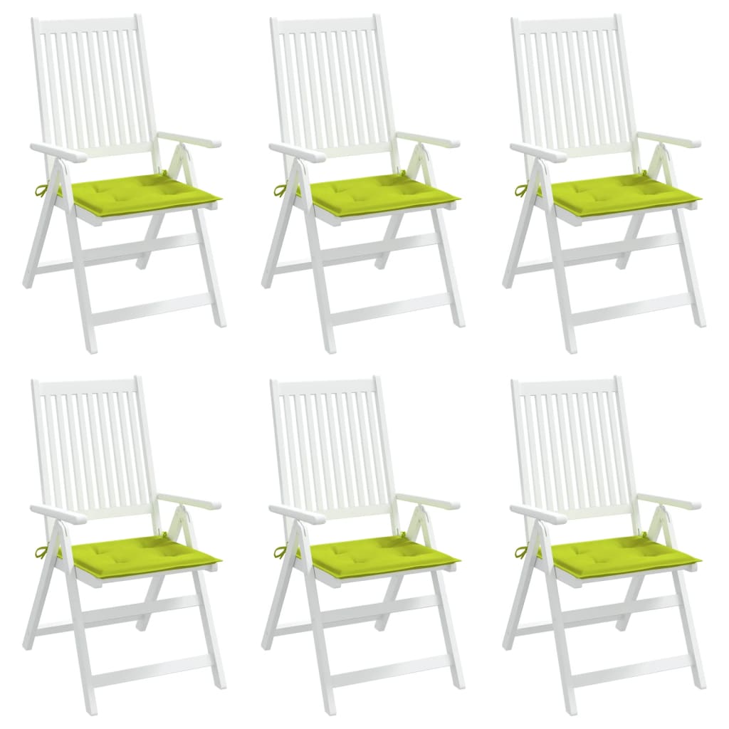 vidaXL Coussins de chaise de jardin lot de 6 vert vif 40x40x3 cm