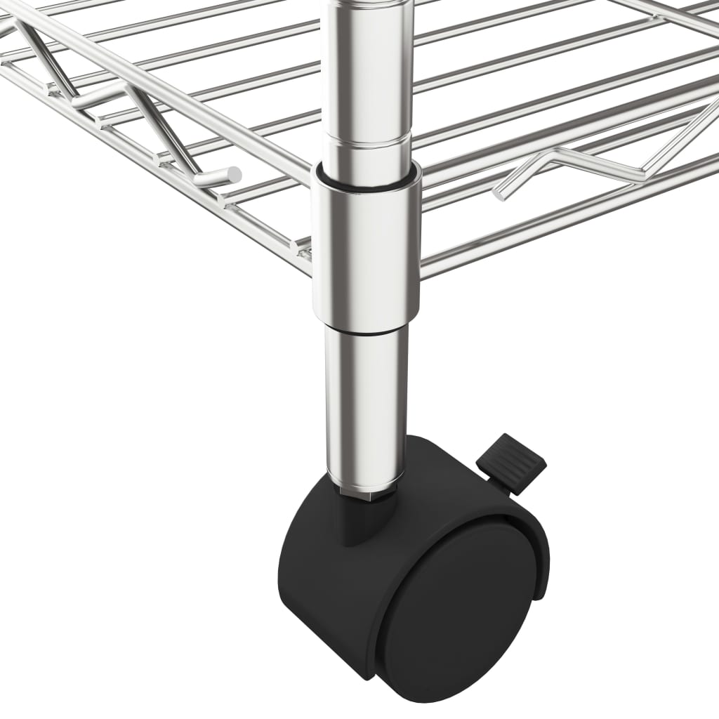 vidaXL Étagère de rangement 3 niveaux et roues 60x35x81cm chrome 150kg
