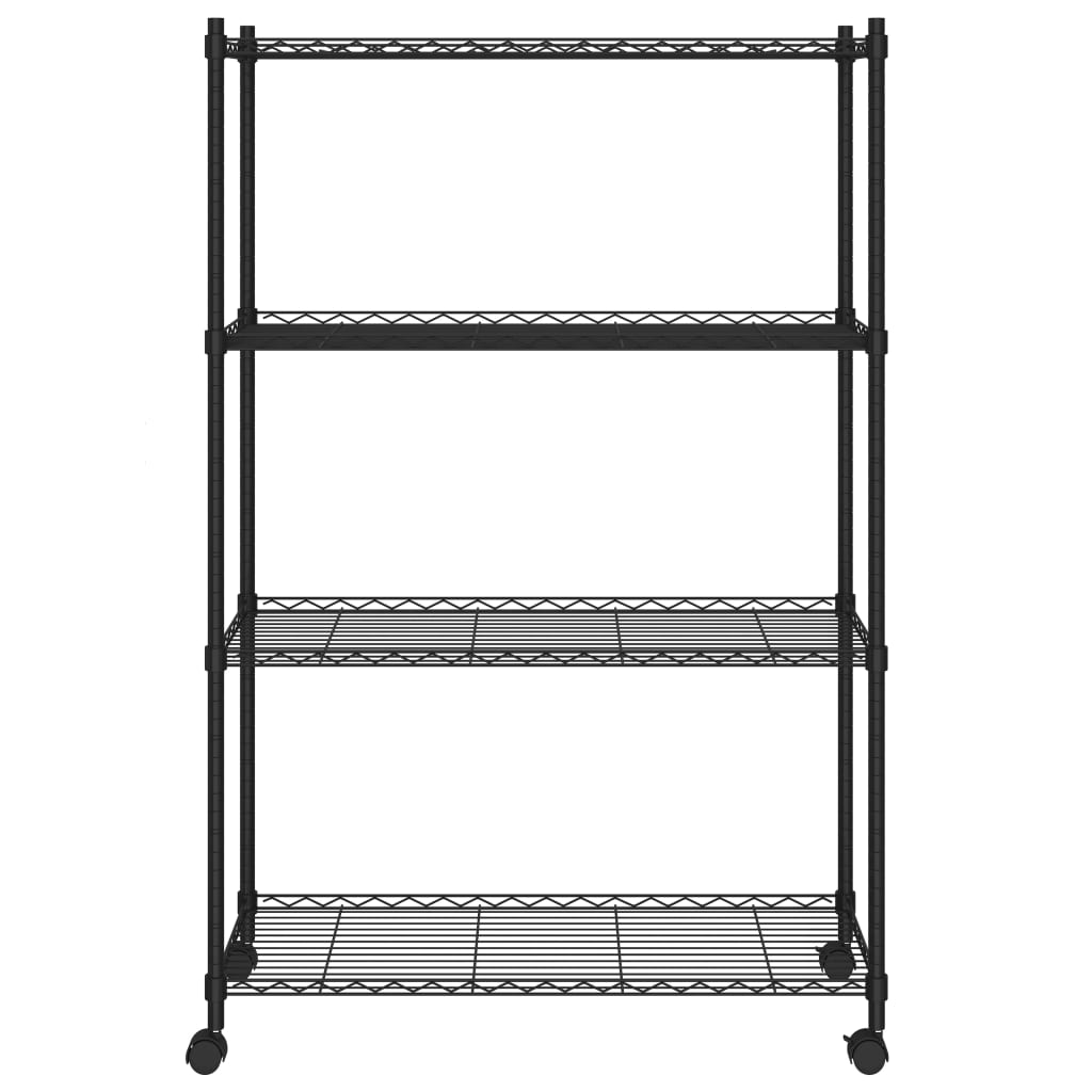 vidaXL Étagère de rangement 4 niveaux et roues 90x35x137cm Noir 200 kg