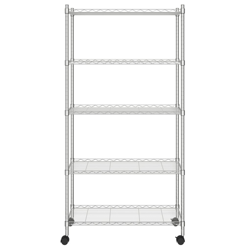vidaXL Étagère de rangement 5 niveaux roues 75x35x155 cm Chrome 250 kg