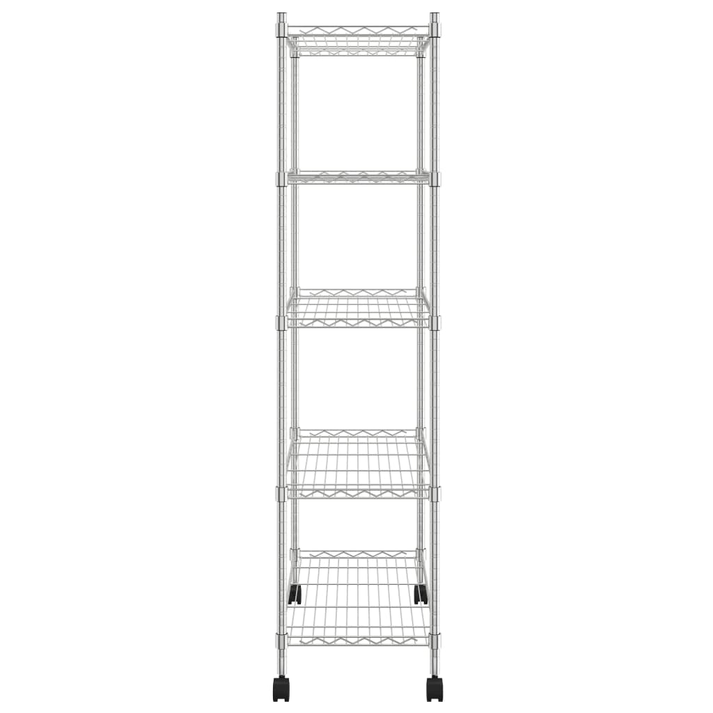 vidaXL Étagère de rangement 5 niveaux roues 75x35x155 cm Chrome 250 kg