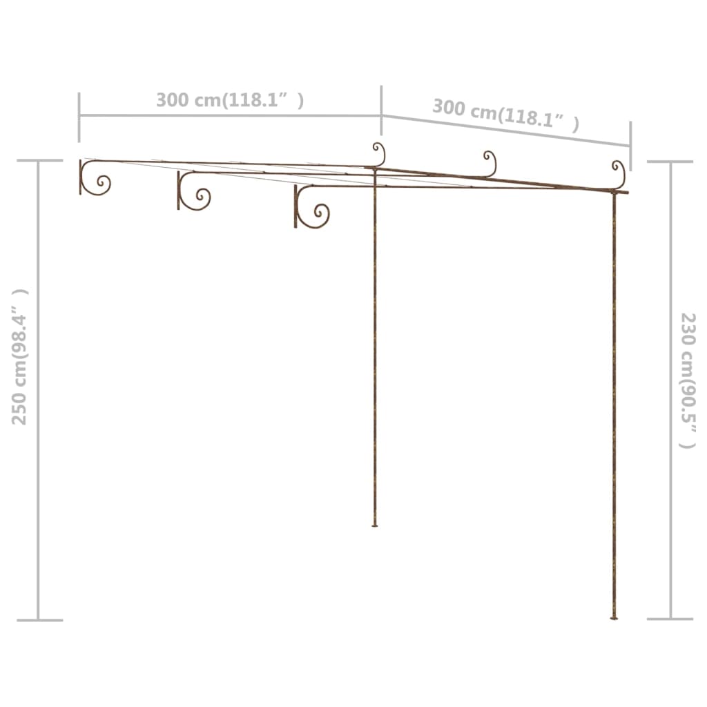 vidaXL Pergola de jardin Marron antique 3x3x2,5 m Fer