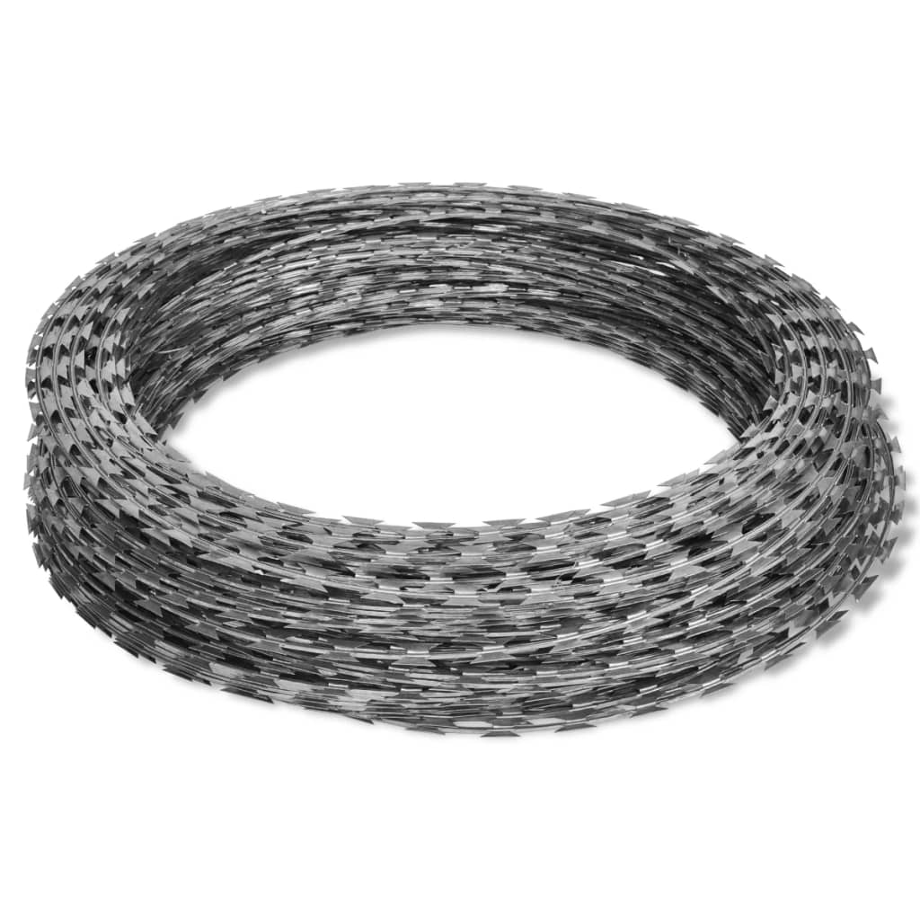 vidaXL Fils barbelés hélicoïdaux rouleaux 2 pcs acier galvanisé 60 m
