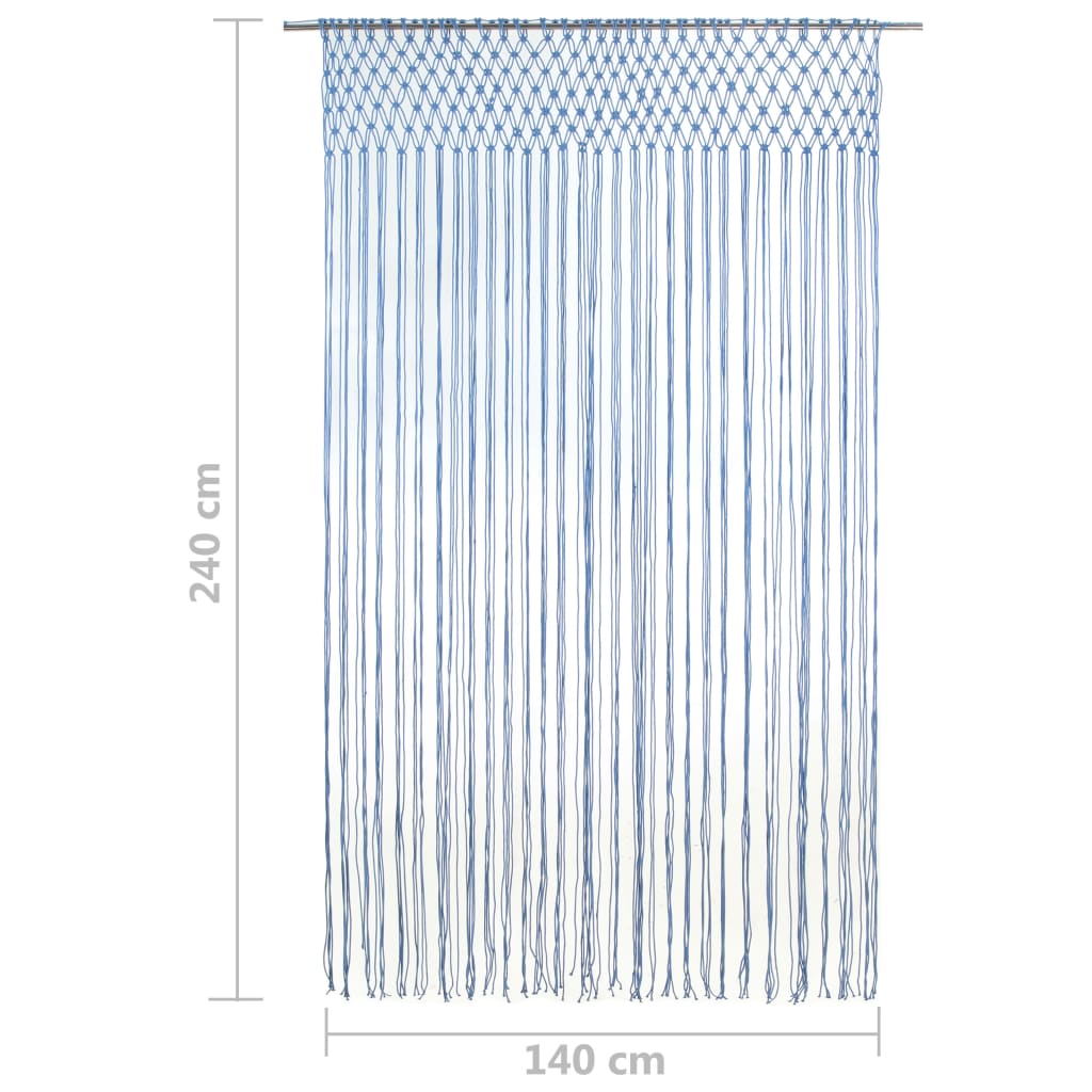 vidaXL Rideau en macramé Bleu 140x240 cm Coton