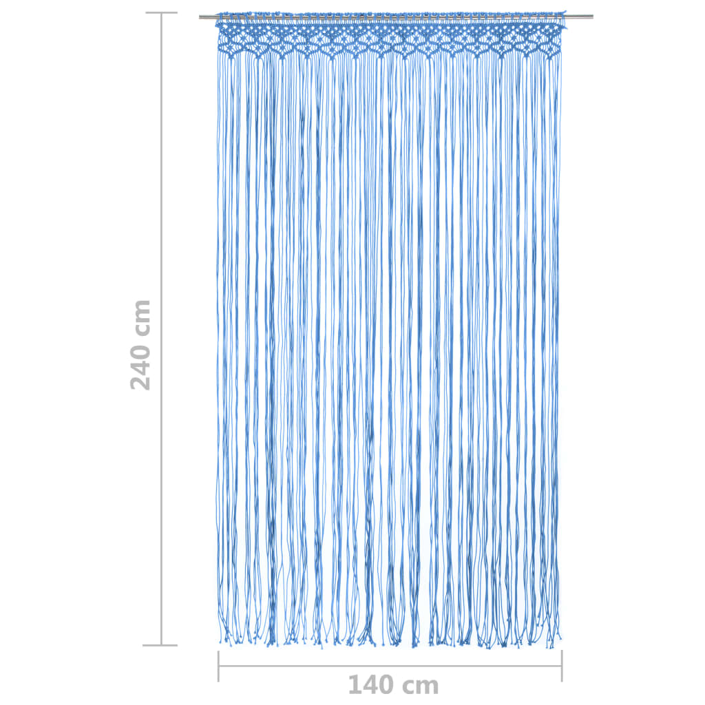 vidaXL Rideau en macramé Bleu 140x240 cm Coton