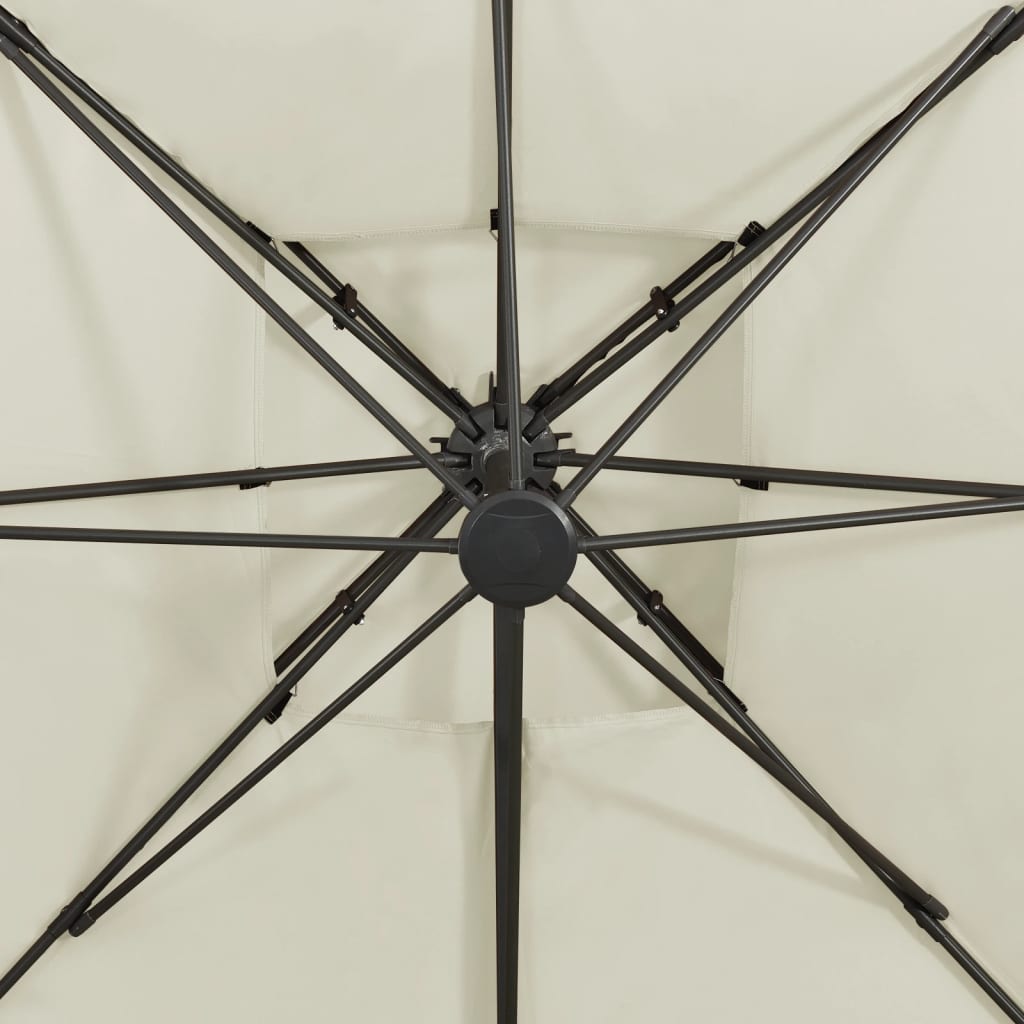 vidaXL Parasol de jardin en porte-à-faux avec double toit sable