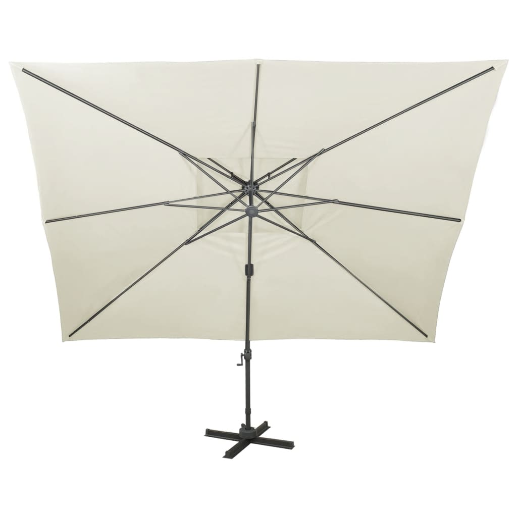 vidaXL Parasol de jardin en porte-à-faux avec double toit sable