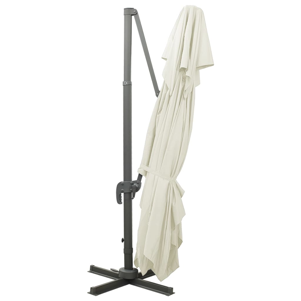 vidaXL Parasol de jardin en porte-à-faux avec double toit sable