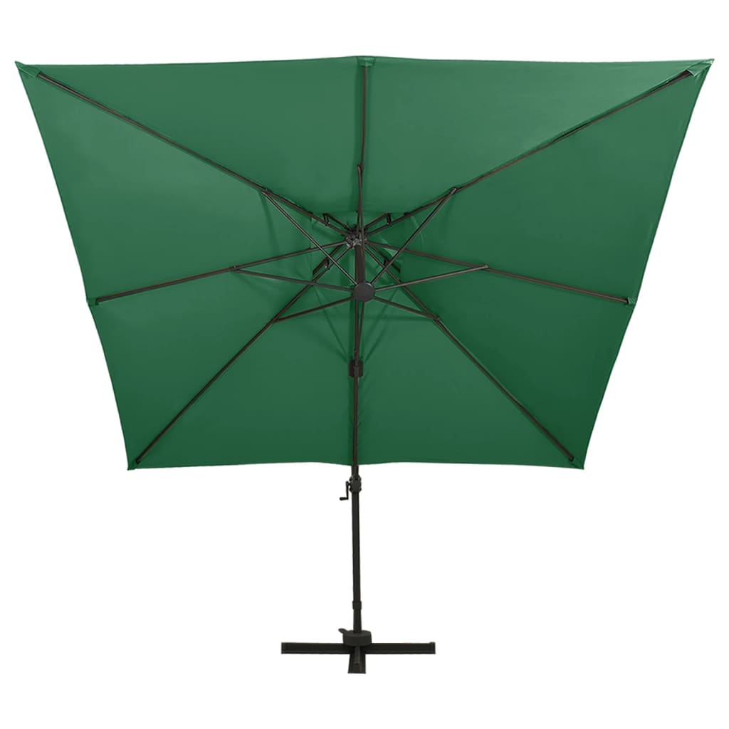 vidaXL Parasol de jardin en porte-à-faux avec double toit vert