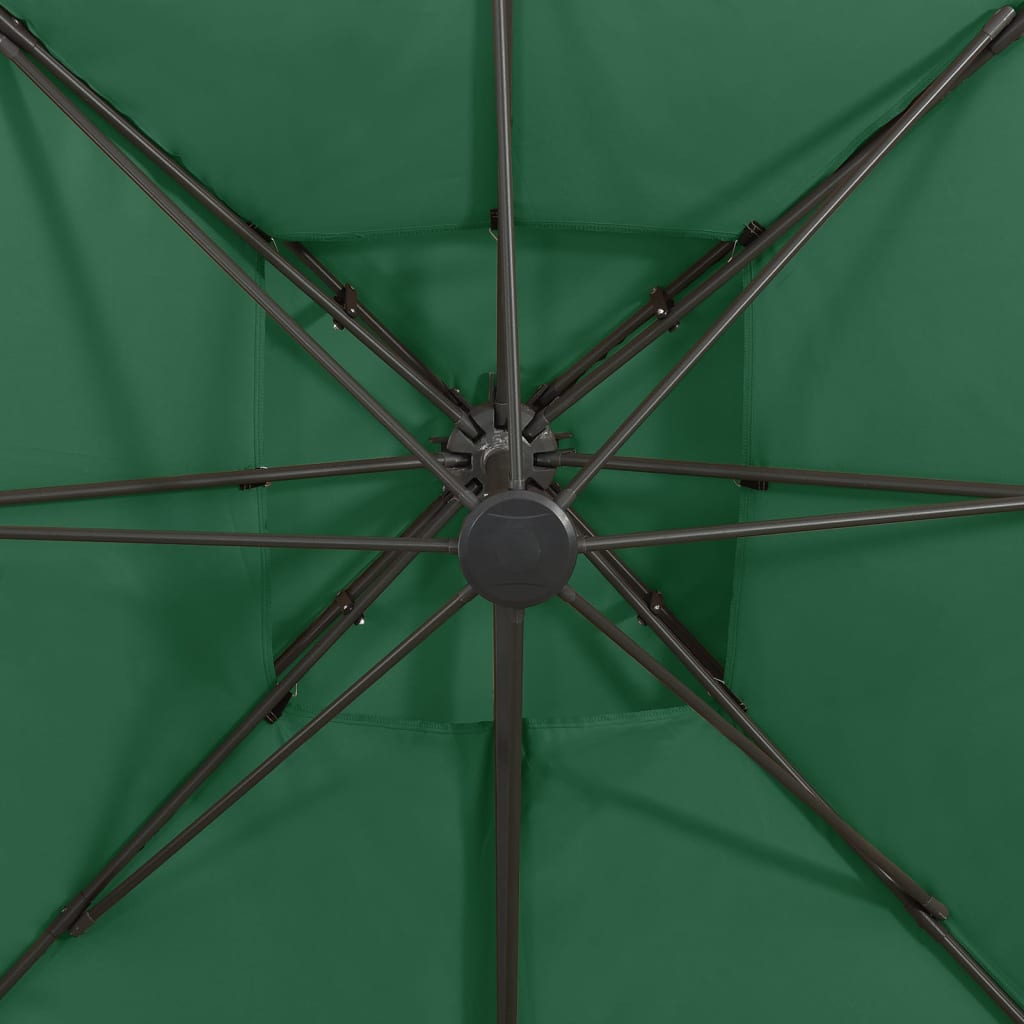 vidaXL Parasol de jardin en porte-à-faux avec double toit vert