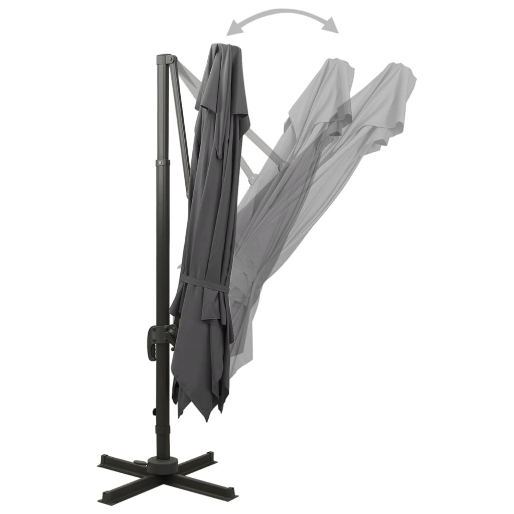 vidaXL Parasol de jardin en porte-à-faux avec double toit anthracite