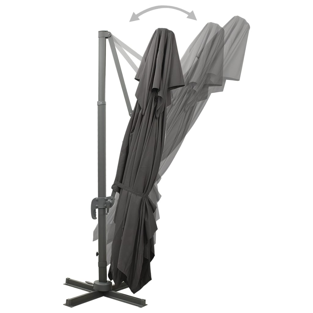 vidaXL Parasol de jardin en porte-à-faux avec double toit anthracite