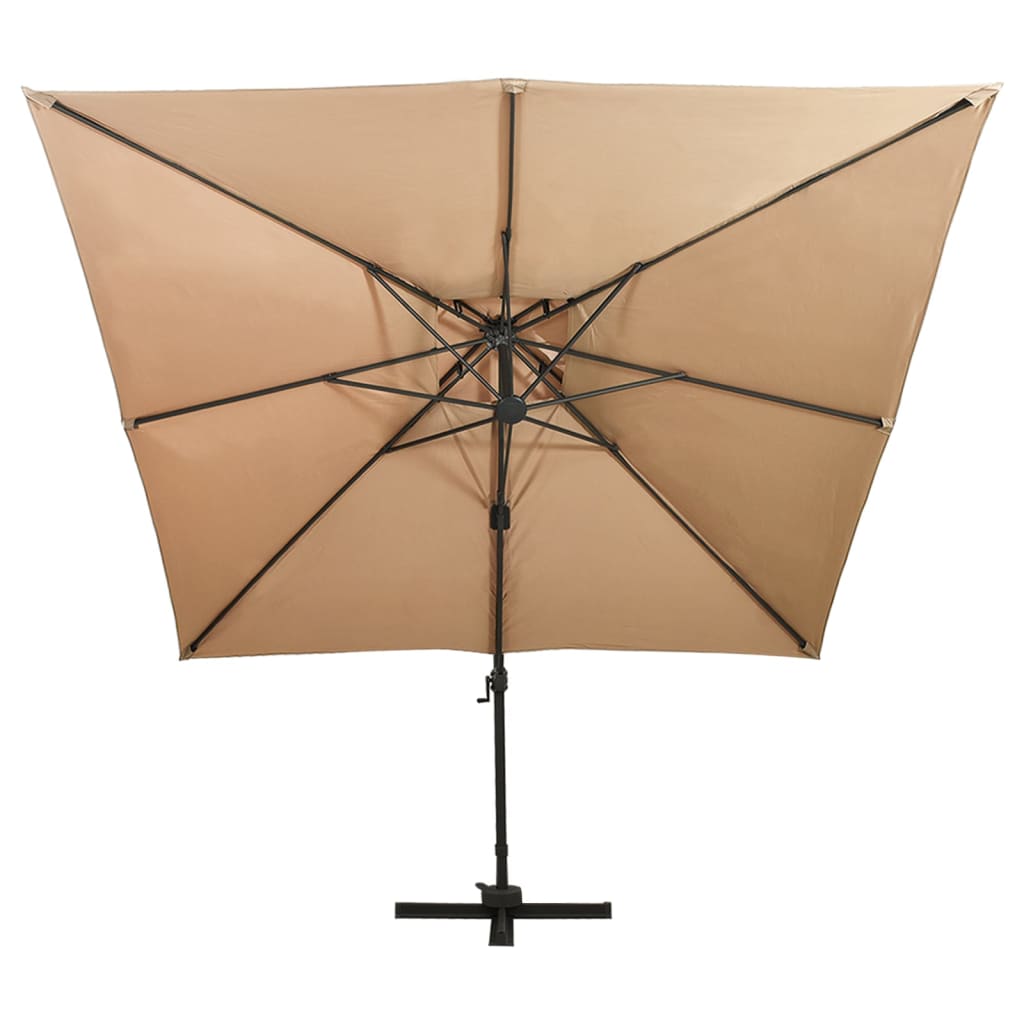 vidaXL Parasol de jardin en porte-à-faux avec double toit taupe