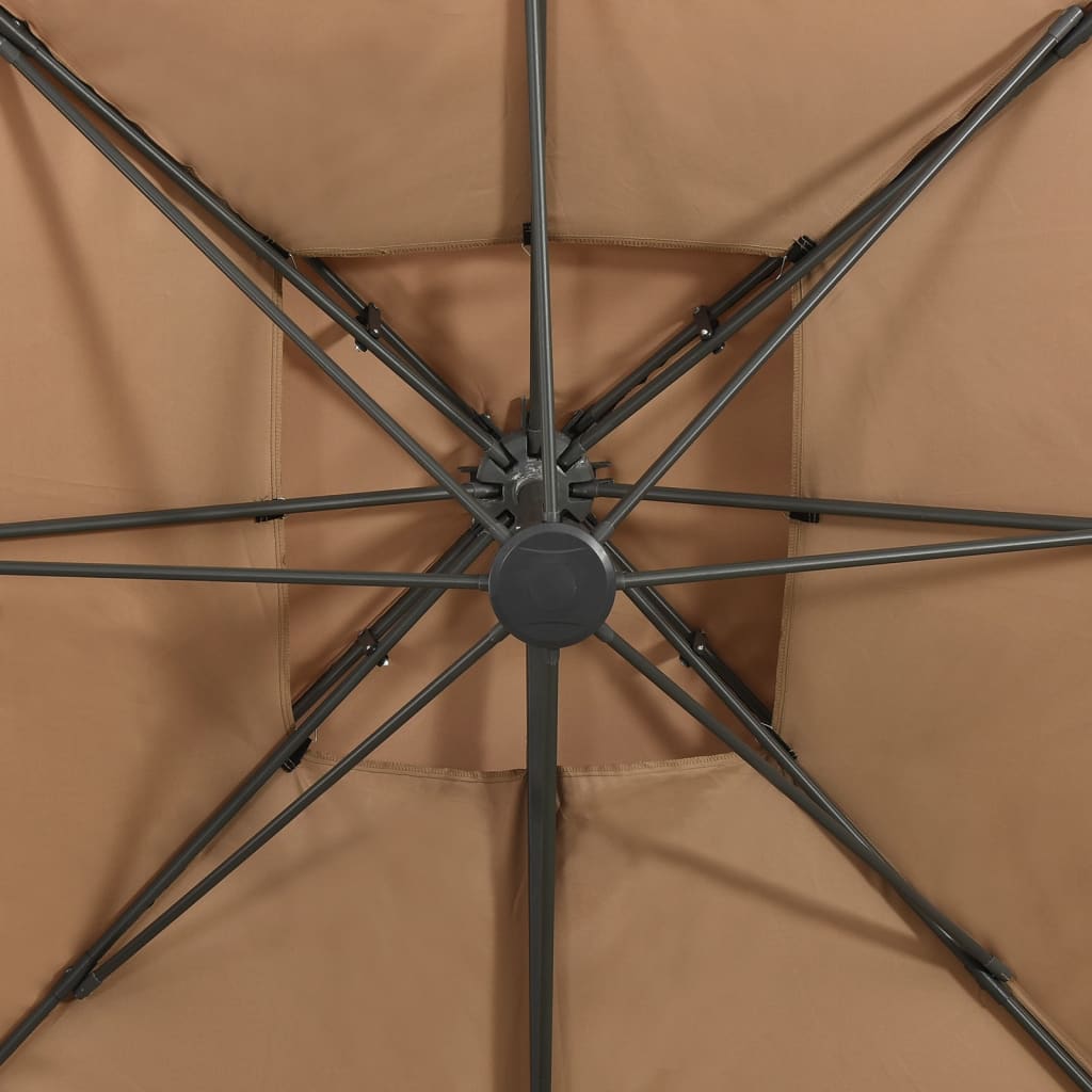 vidaXL Parasol de jardin en porte-à-faux avec double toit taupe