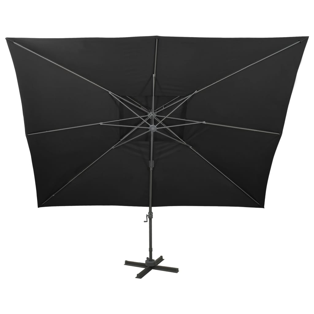 vidaXL Parasol de jardin en porte-à-faux avec double toit noir