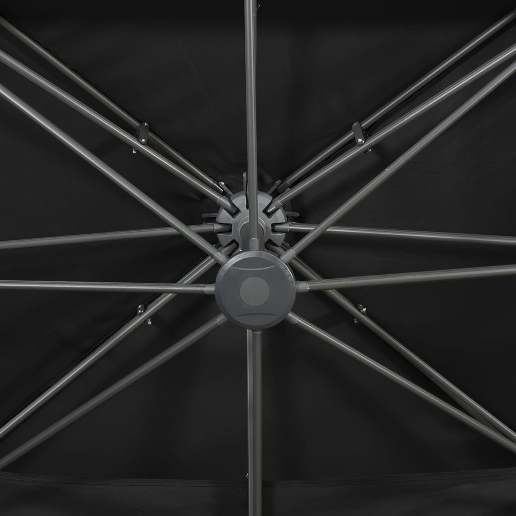 vidaXL Parasol de jardin en porte-à-faux avec double toit noir
