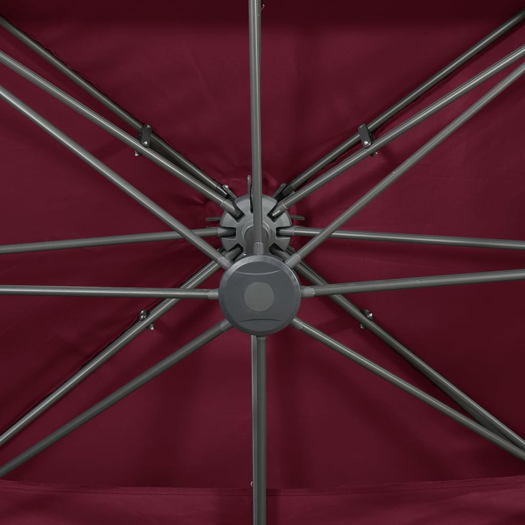 vidaXL Parasol de jardin en porte-à-faux à double toit rouge bordeaux