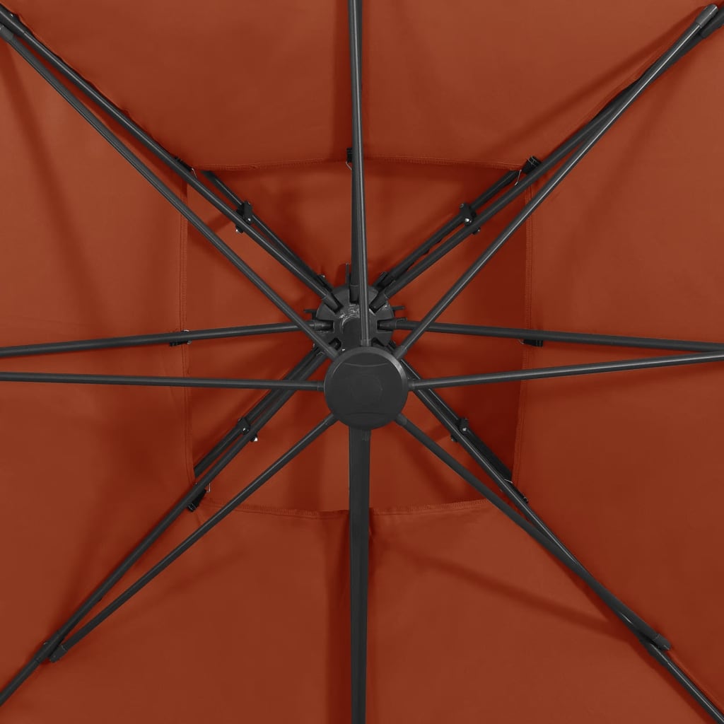vidaXL Parasol de jardin en porte-à-faux avec double toit terre cuite