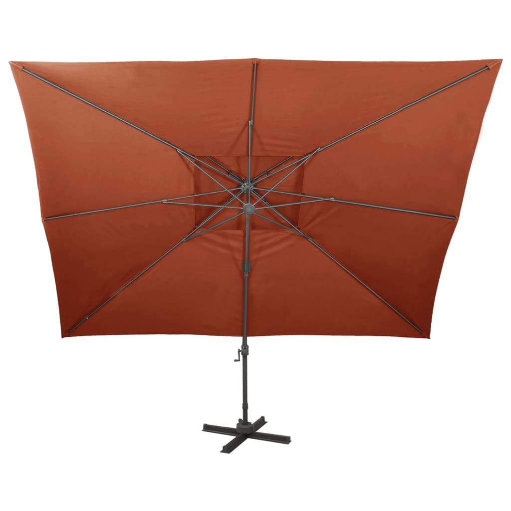 vidaXL Parasol de jardin en porte-à-faux avec double toit terre cuite