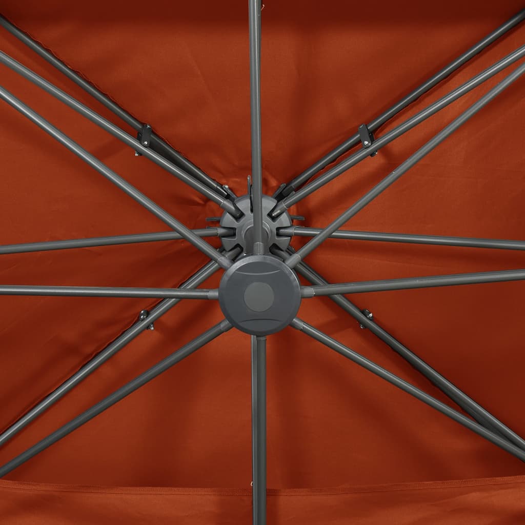 vidaXL Parasol de jardin en porte-à-faux avec double toit terre cuite