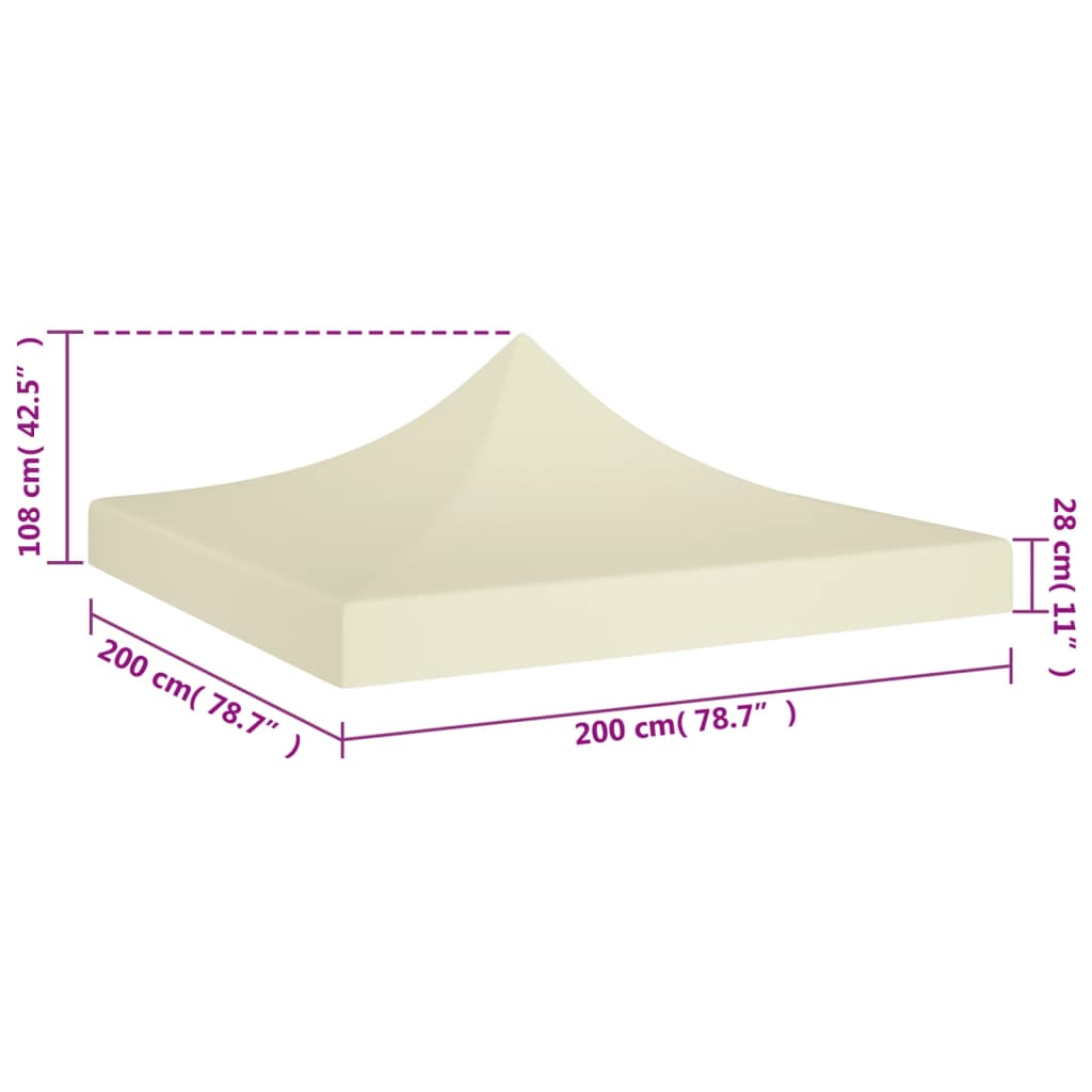 vidaXL Toit de tente de réception 2x2 m Crème 270 g/m²
