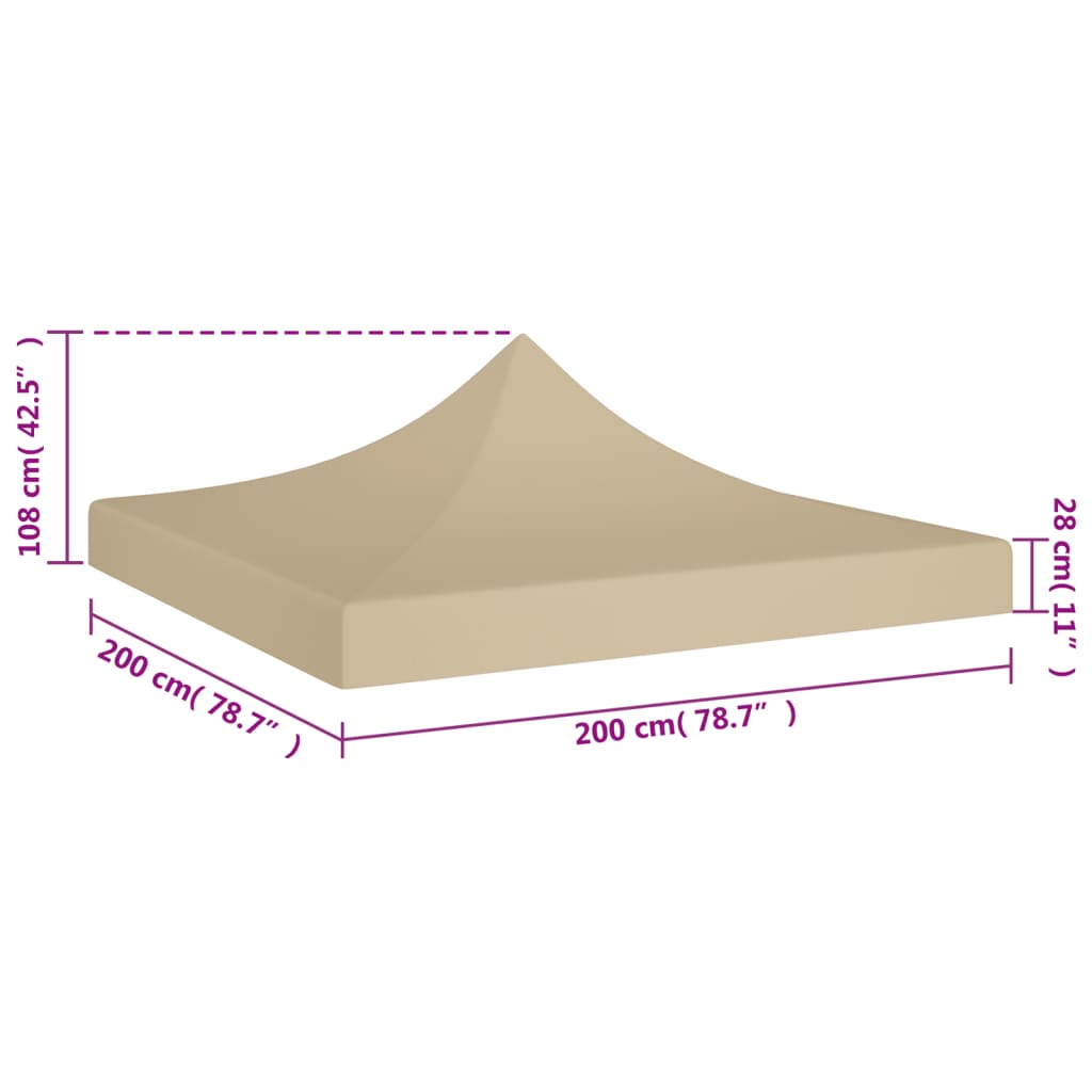 vidaXL Toit de tente de réception 2x2 m Beige 270 g/m²