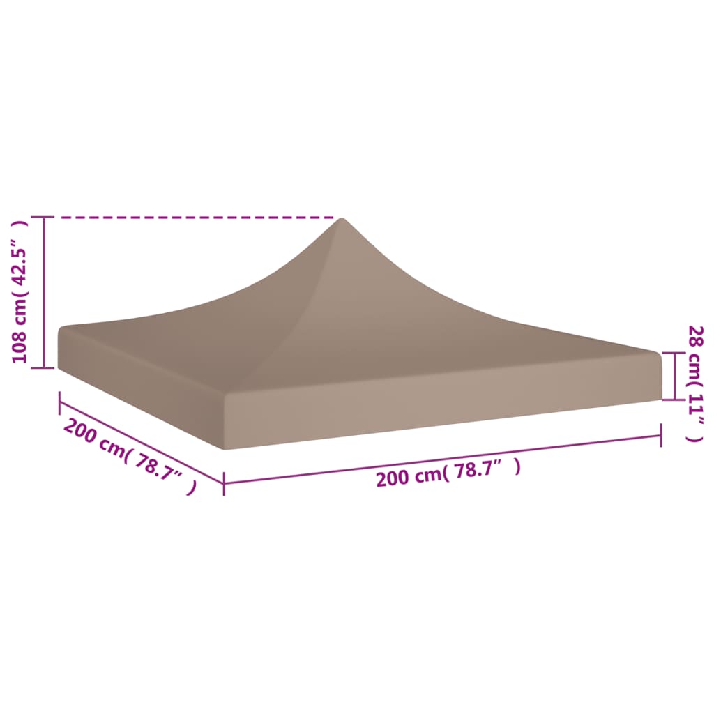 vidaXL Toit de tente de réception 2x2 m Taupe 270 g/m²