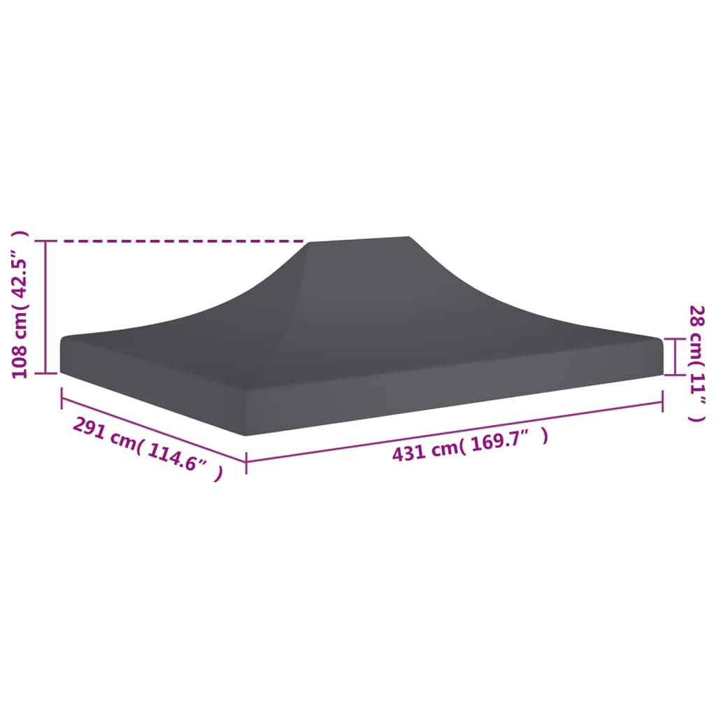 vidaXL Toit de tente de réception 4,5x3 m Anthracite 270 g/m²