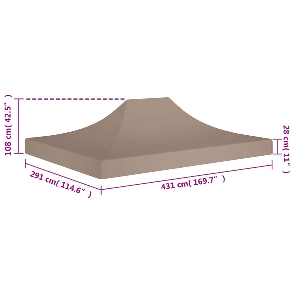 vidaXL Toit de tente de réception 4,5x3 m Taupe 270 g/m²