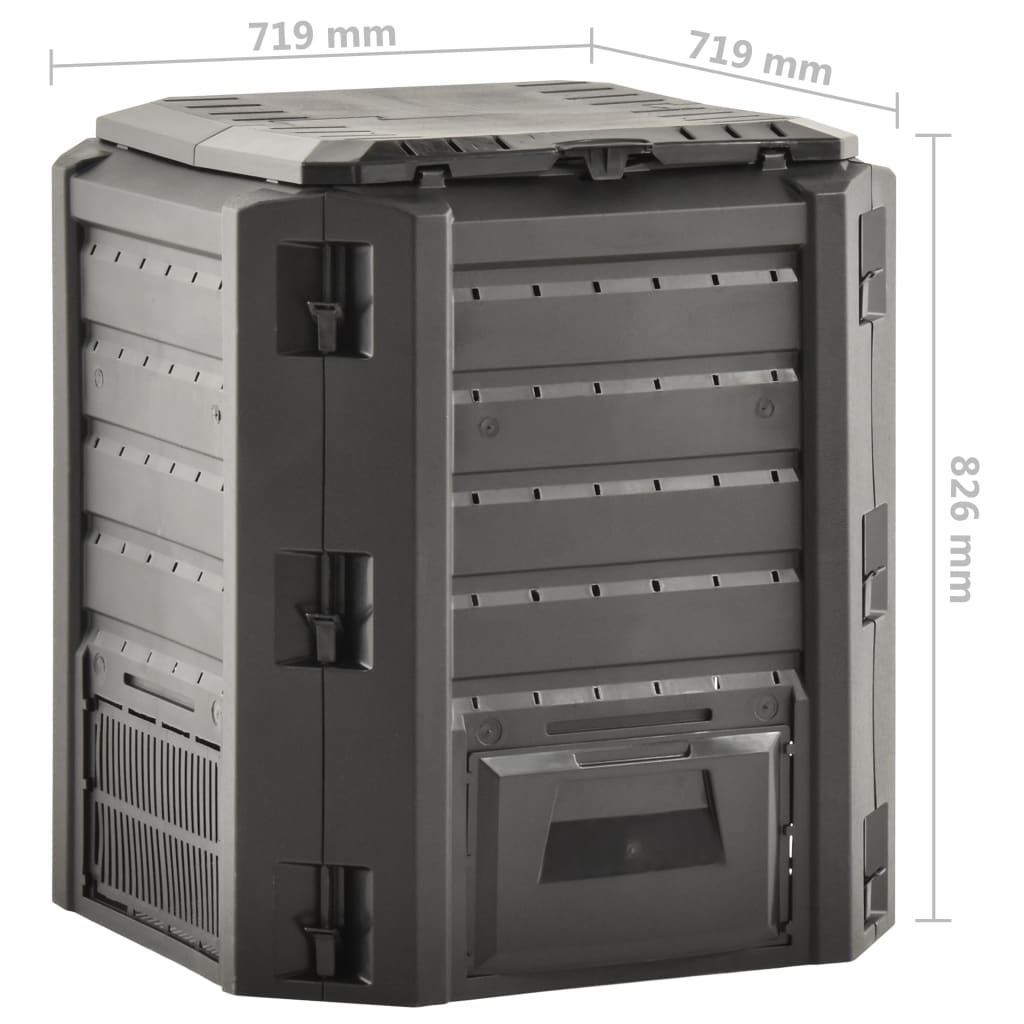 vidaXL Composteur de jardin Noir 380 L
