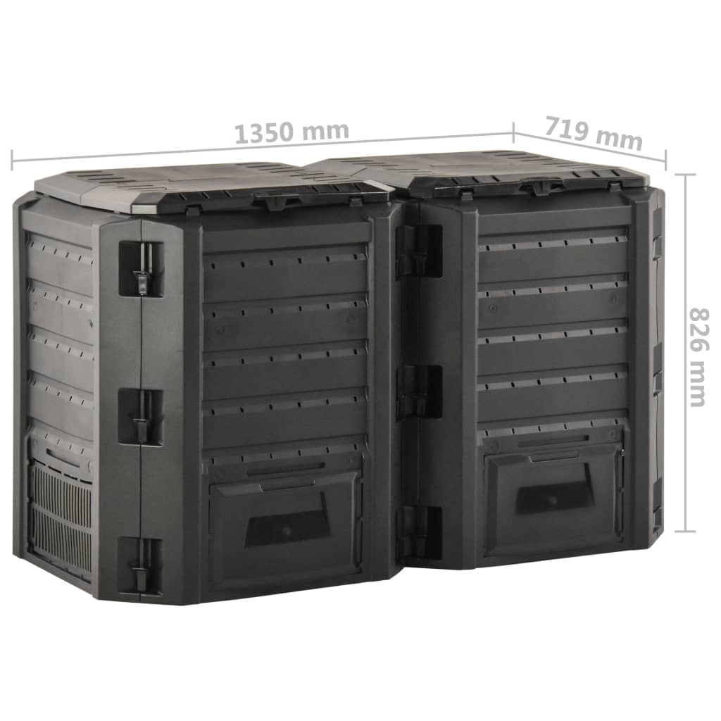 vidaXL Composteur de jardin Noir 800 L