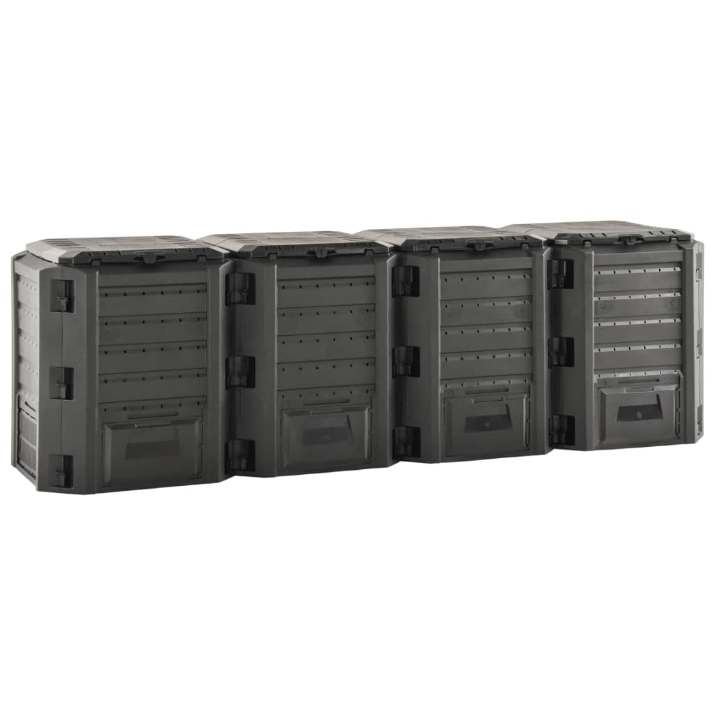 vidaXL Composteur de jardin Noir 1600 L