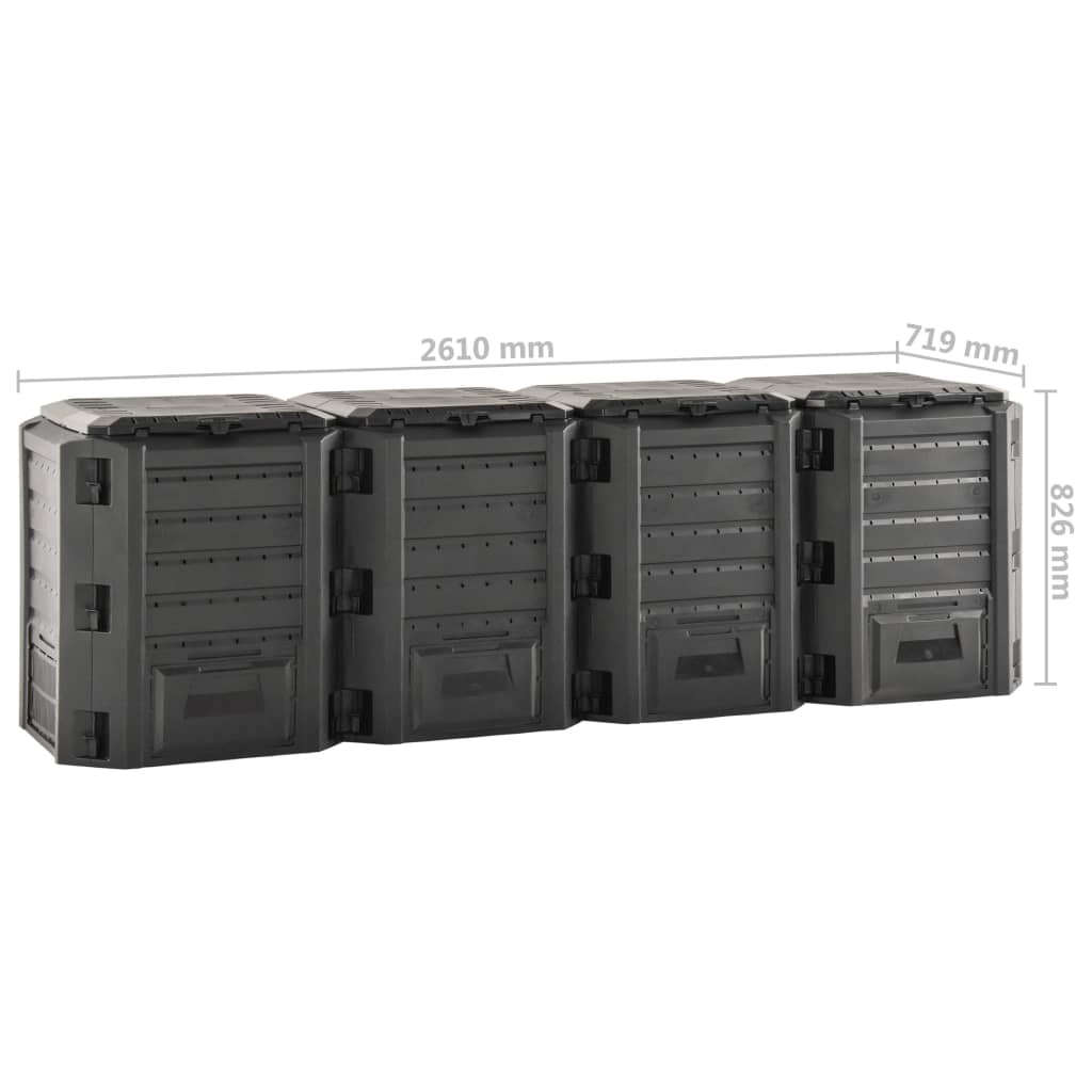 vidaXL Composteur de jardin Noir 1600 L