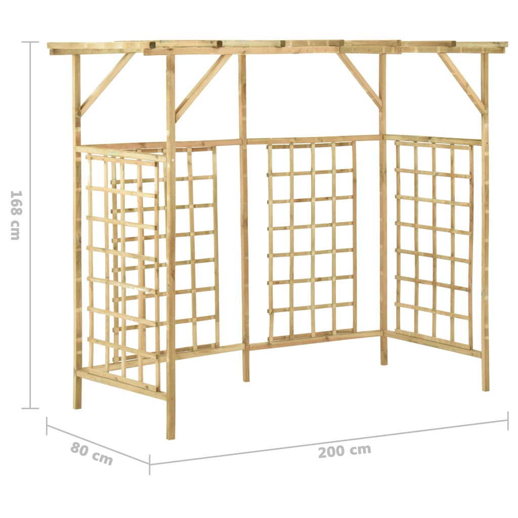 vidaXL Pergola de jardin pour poubelles triples Bois de pin imprégné