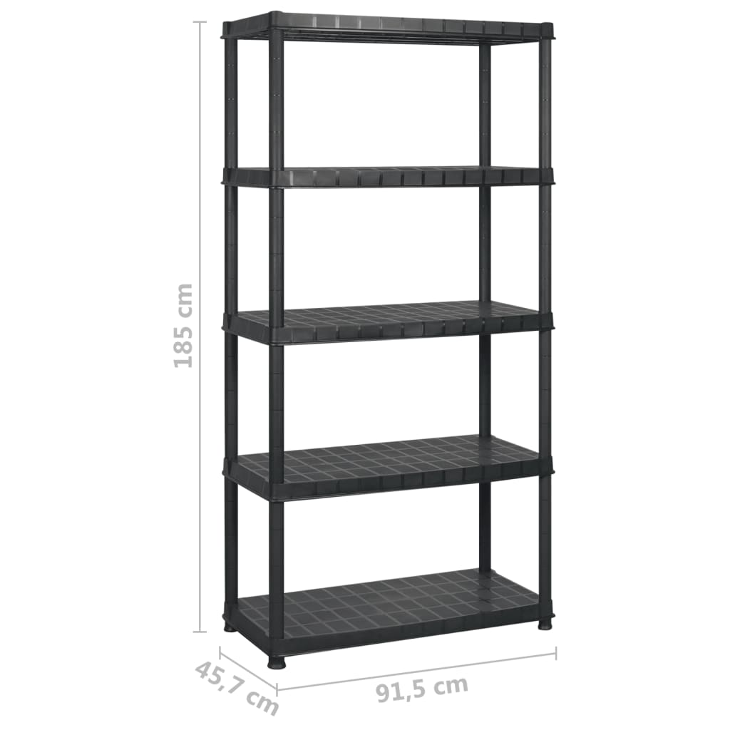 vidaXL Étagère de rangement à 5 niveaux Noir 183x45,7x185 cm Plastique