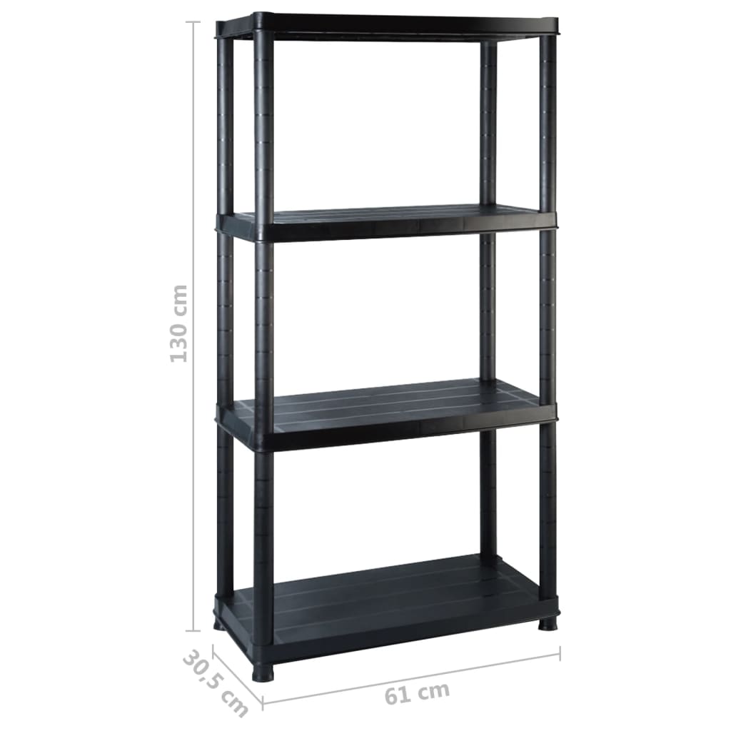 vidaXL Étagère de rangement à 4 niveaux Noir 183x30,5x130 cm Plastique