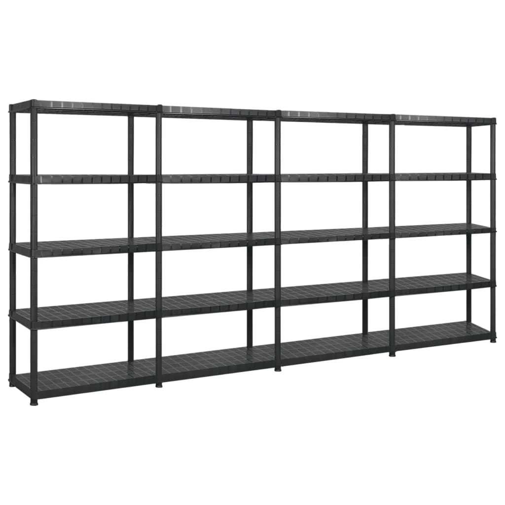 vidaXL Étagère de rangement à 5 niveaux Noir 340x40x185 cm Plastique