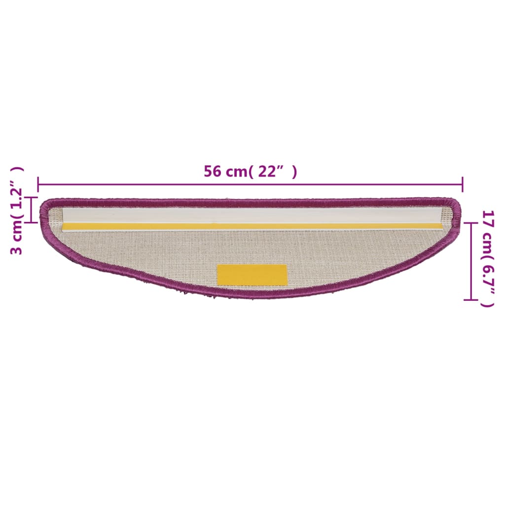 vidaXL Tapis d'escalier 10 pcs 56x17x3 cm Violet