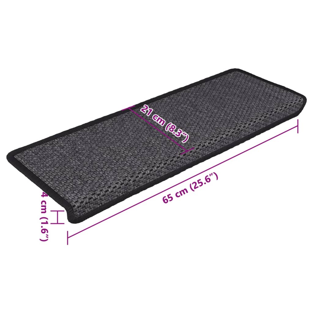 vidaXL Tapis d'escalier autocollants 15 pcs 65x21x4 cm Anthracite