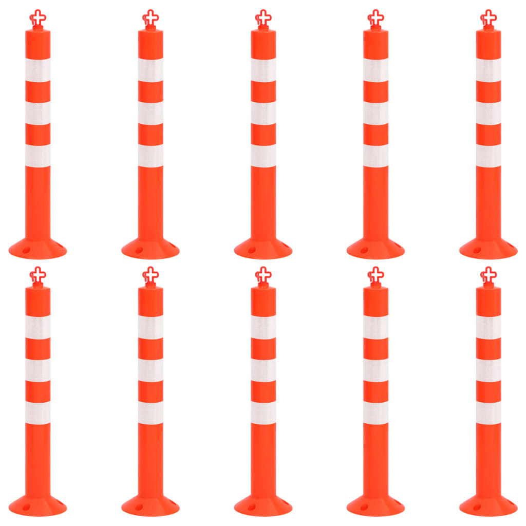vidaXL Bornes de contrôle du trafic 10 pcs avec chaîne 75 cm PE