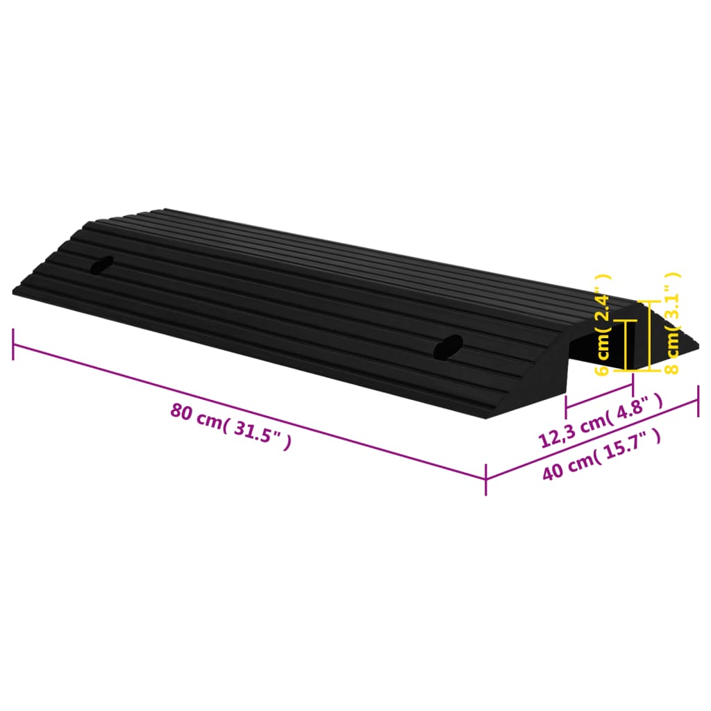 vidaXL Rampes de seuil de pont 2 pcs 80x40x8 cm Caoutchouc