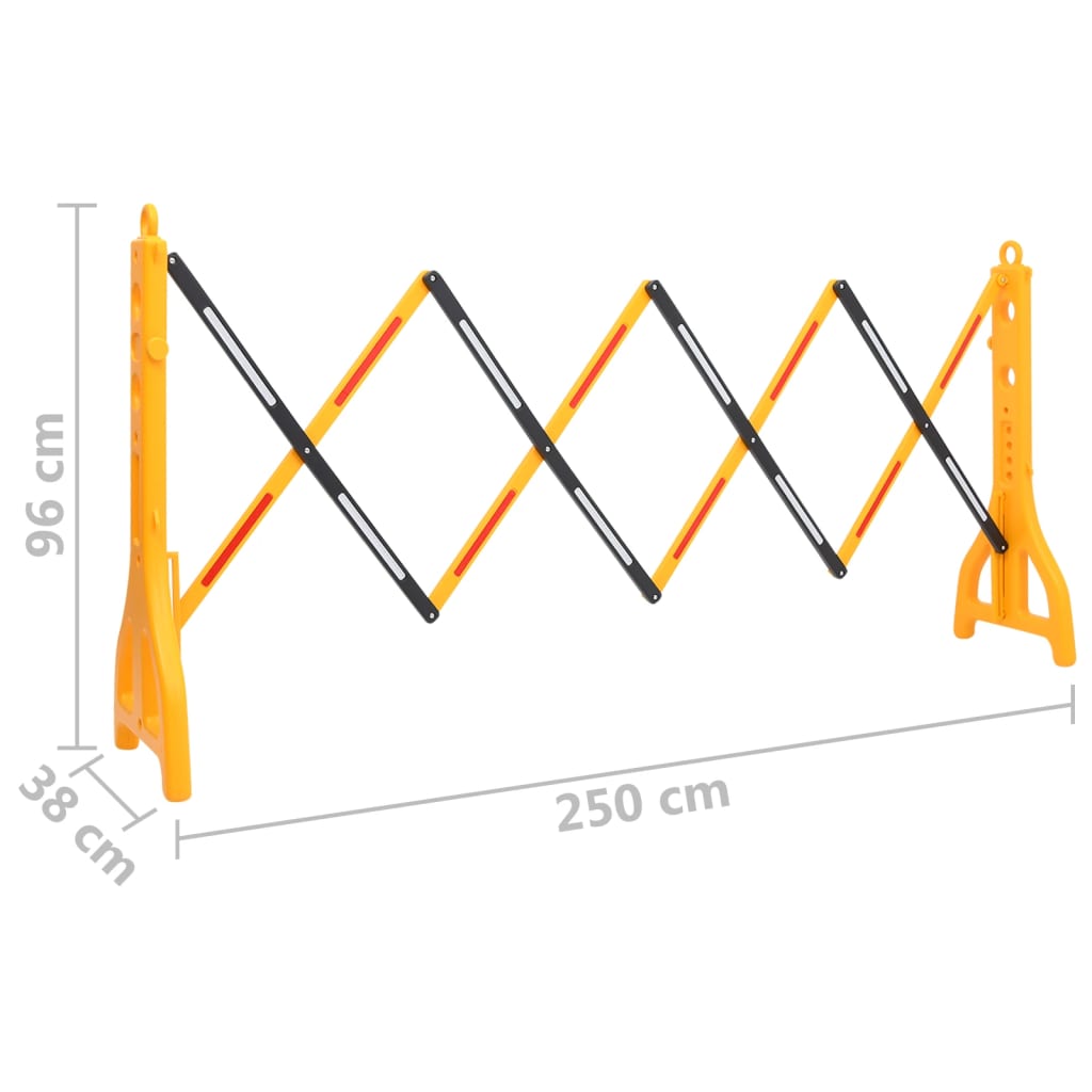 vidaXL Barrière de circulation pliable Jaune et noir 250x38x96 cm