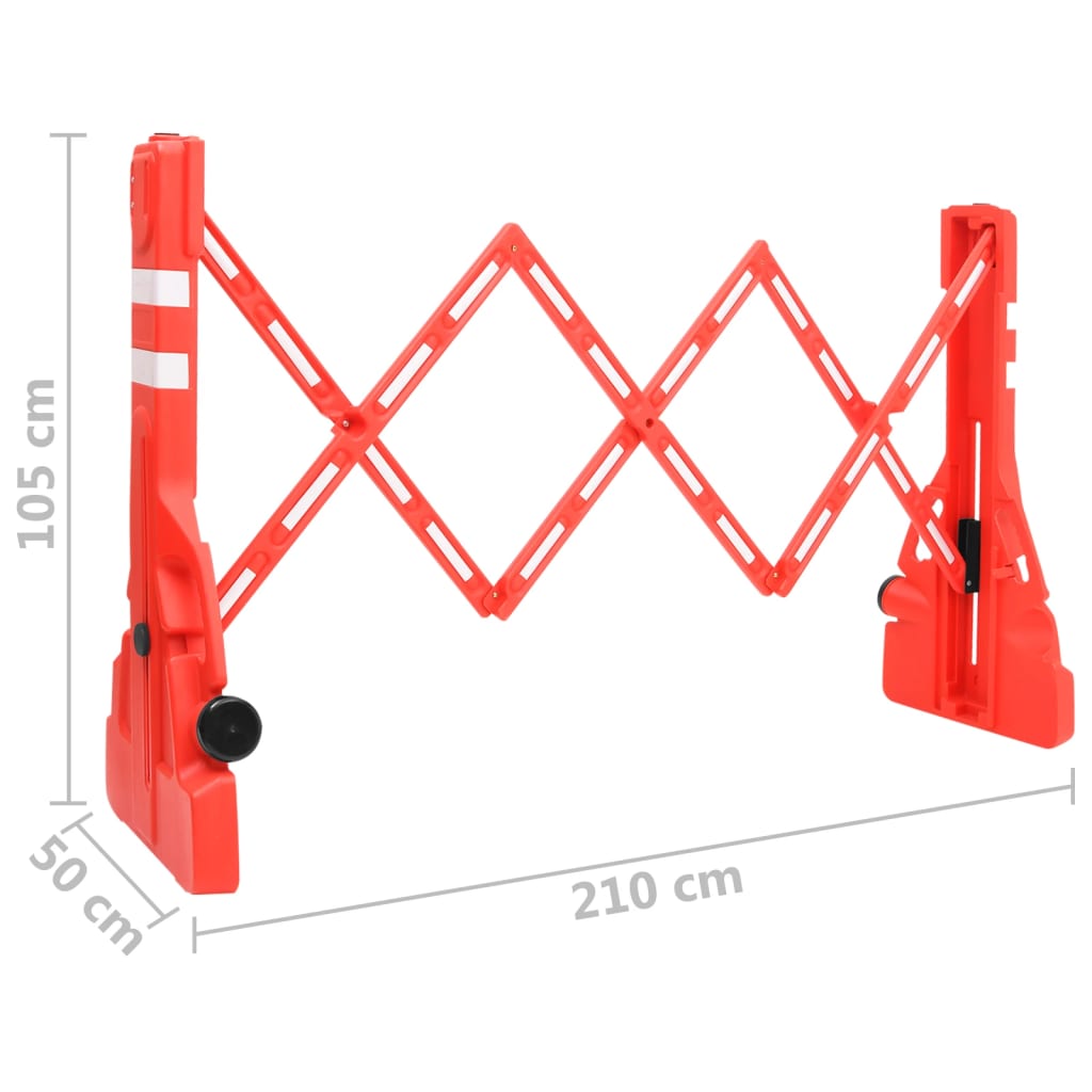 vidaXL Barrière de circulation pliable Rouge 210x50x105 cm