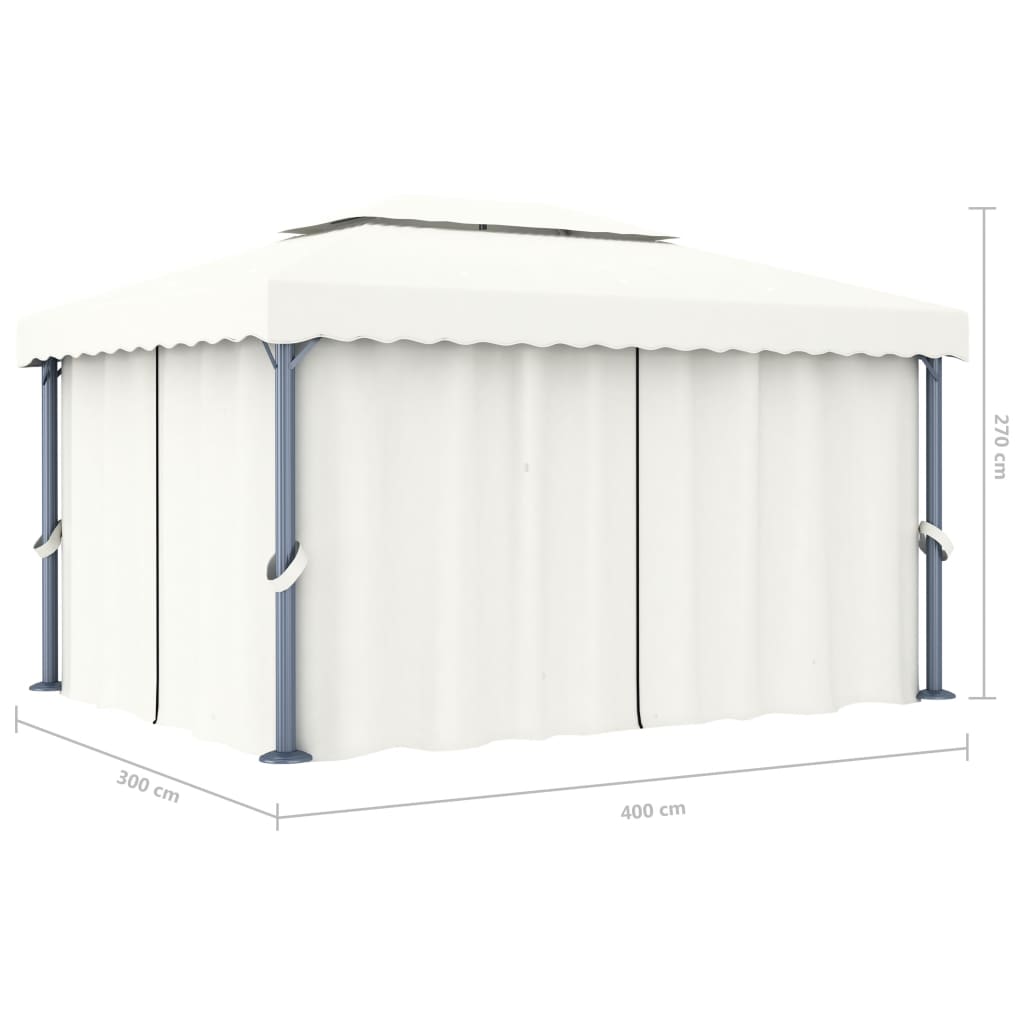 vidaXL Tonnelle et rideau et guirlande lumineuse LED 4x3 m Blanc crème