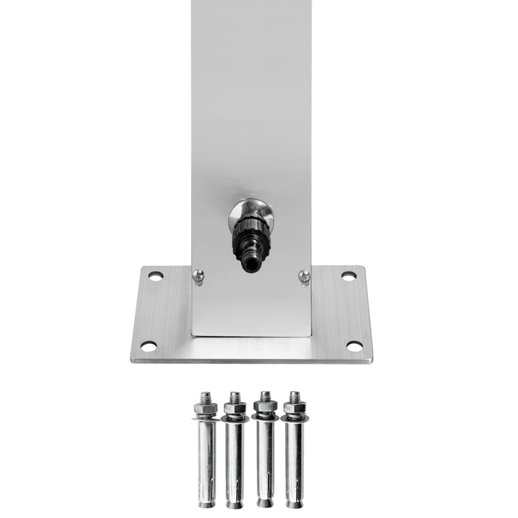 vidaXL Douche de jardin avec base gris 225 cm Acier inoxydable