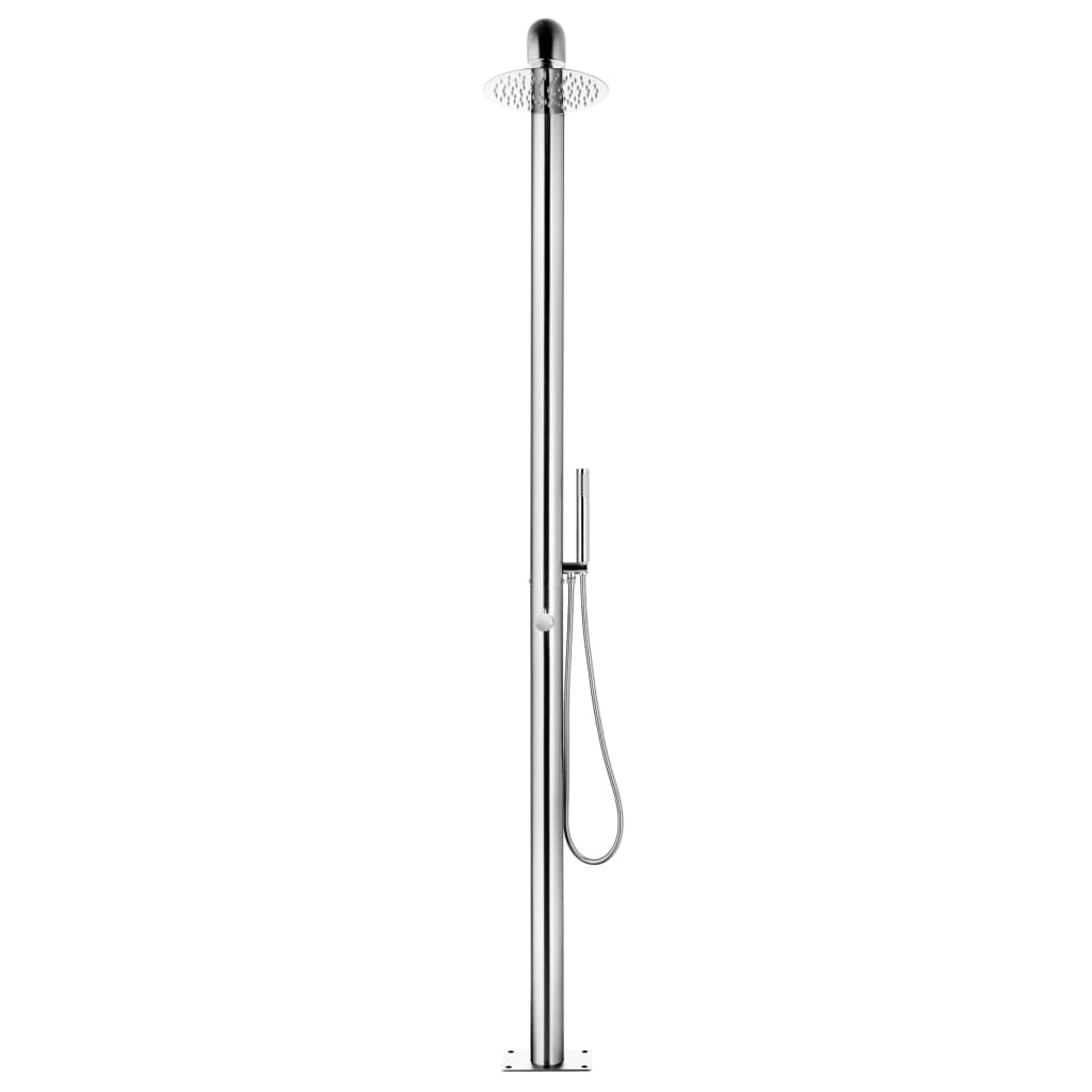 vidaXL Douche de jardin avec base gris 230 cm Acier inoxydable