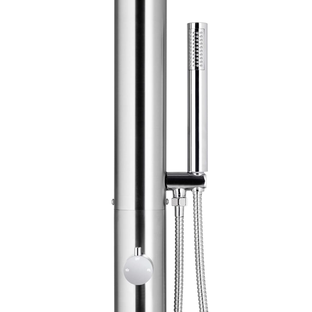 vidaXL Douche de jardin avec base gris 230 cm Acier inoxydable