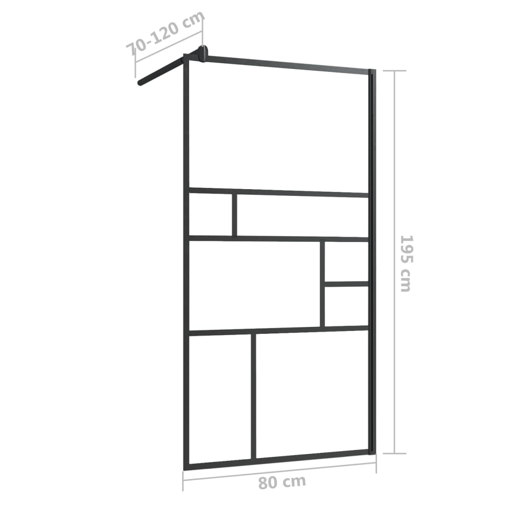 vidaXL Paroi de douche à verre ESG transparent 80x195 cm Noir