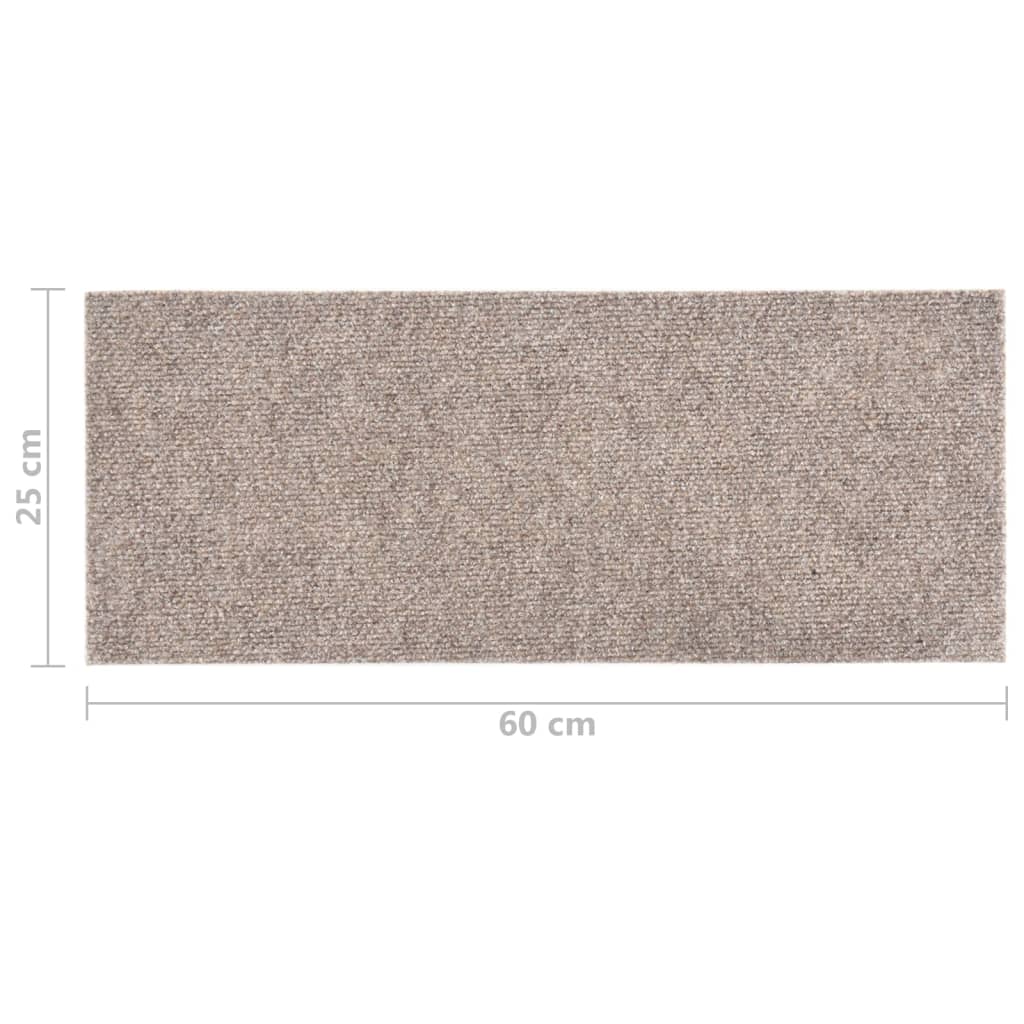 vidaXL Tapis d'escalier autocollants Rectangulaire 15 pcs 60x25cm Crème