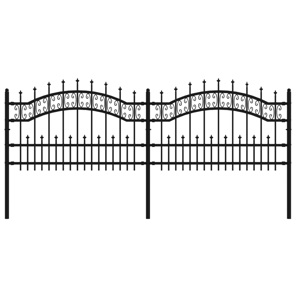 vidaXL Clôture de jardin avec sommet de lance Noir 115 cm